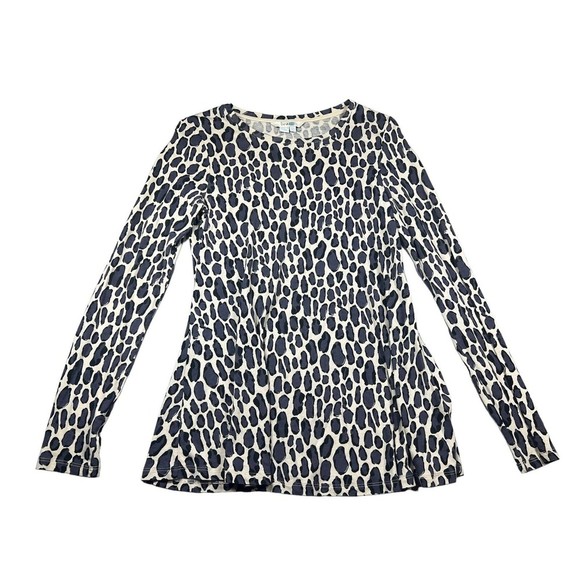Boden cream /  gray animal‎ print t-shirt top long sleeve lightweight size US 4 - Picture 1 of 7